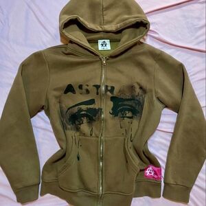 Anarchy Brown Graphic Hoodie With Astray Eyes. Great Condition. Thick and warm.